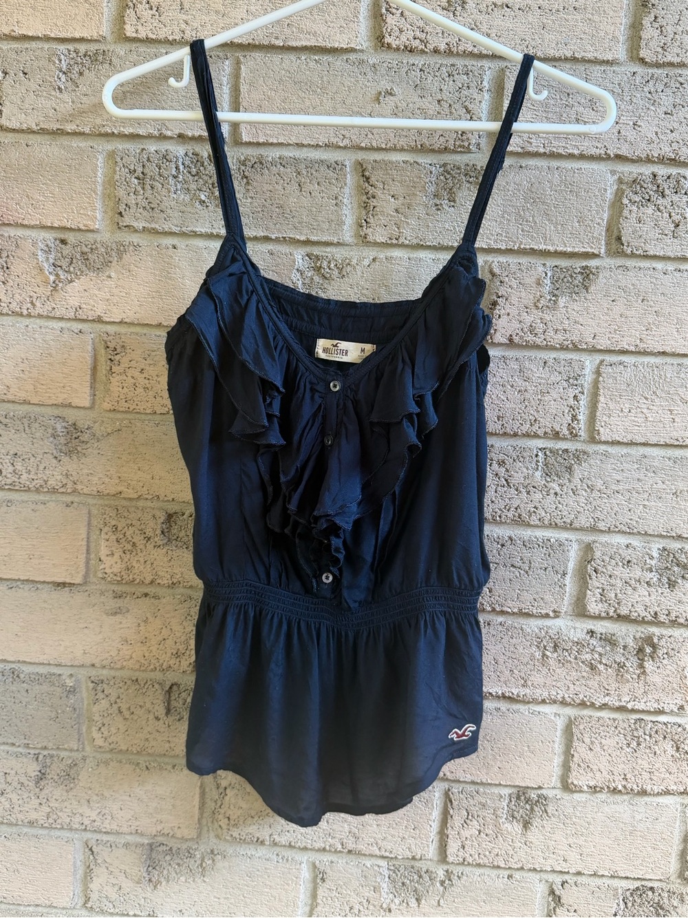 00’s Hollister Navy blue ruffled camisole tank top